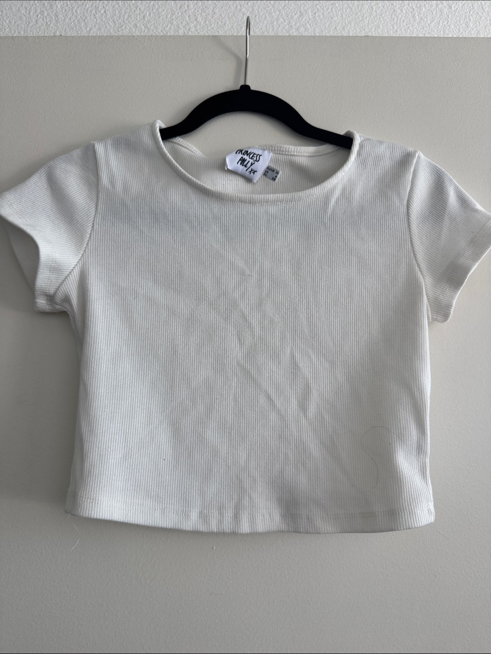Princess Polly White Ribbed Short Sleeve Kids Tee